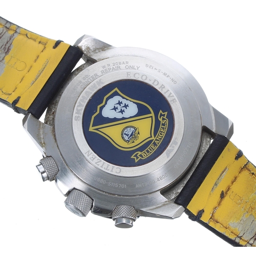 120 - Citizen Skyhawk Eco-Drive Blue Angels radio-controlled stainless steel gentleman's wristwatch, refer... 