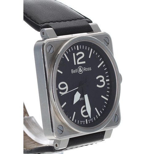 123 - Bell & Ross BR01-92 Aviation Type/Military Spec automatic square cased stainless steel gentleman... 