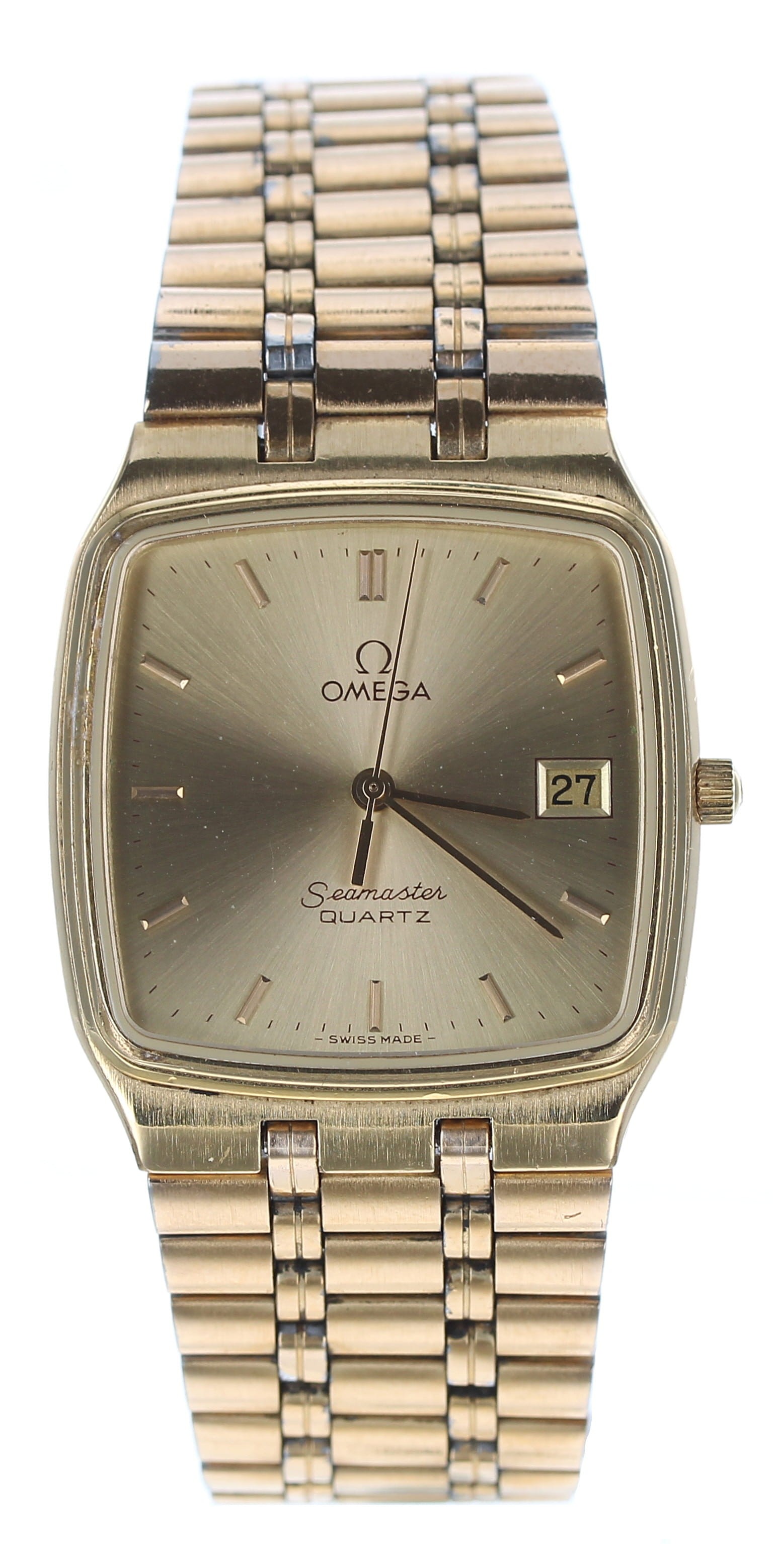 Omega Seamaster Quartz squared cased gold plated gentleman s