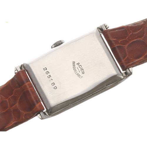 125 - Titus Genéve rectangular stainless steel gentleman's wristwatch, rectangular silver dial with Arabic... 