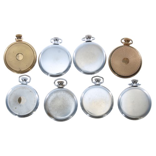 511 - Quantity of Smiths and Ingersoll chrome and gold plated pocket watches (8)