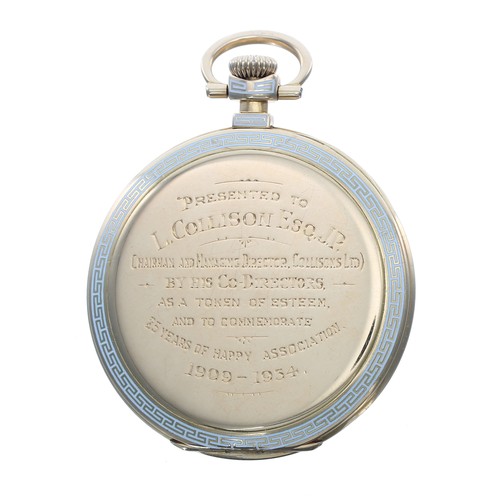 315 - Attractive Rolex 18ct slim dress pocket watch, import hallmarks London 1920, unsigned movement with ... 