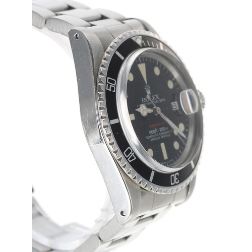 35 - Rolex Oyster Perpetual Date Submariner 'Single Red' stainless steel gentleman's wristwatch, referenc... 