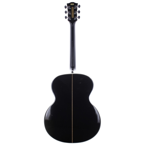 110 - 1970s Hoyer 2063 Everly Brothers acoustic guitar, made in Germany; Body: black finish, heavy lacquer... 