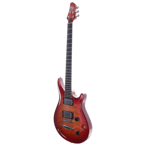 87 - 1992 Patrick Eggle Berlin electric guitar, made in England; Body: burgundy sunburst finish, a few mi... 