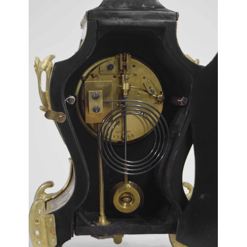 1537 - French Boulle two train mantel clock, the Vincenti movement striking on a gong, the 3.5