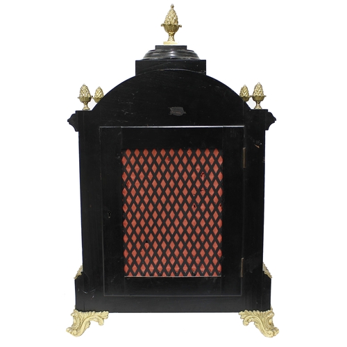 1363 - Good English ebonised and ormolu mounted triple fusee boardroom clock, the 6