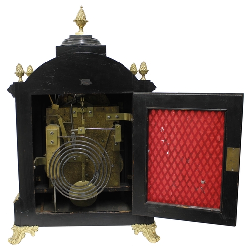 1363 - Good English ebonised and ormolu mounted triple fusee boardroom clock, the 6