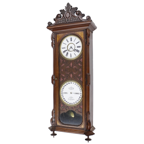 1728 - Good American two train calendar wall clock, the 7.25