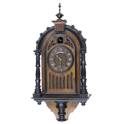 1731 - Good oak and ebonised double fusee Black Forest cuckoo clock, probably by Johann Baptist Beha, the 5... 