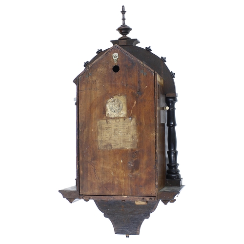 1731 - Good oak and ebonised double fusee Black Forest cuckoo clock, probably by Johann Baptist Beha, the 5... 