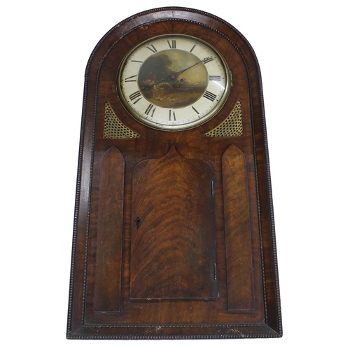 1732 - Interesting and unusual mahogany double fusee wall clock, the 12