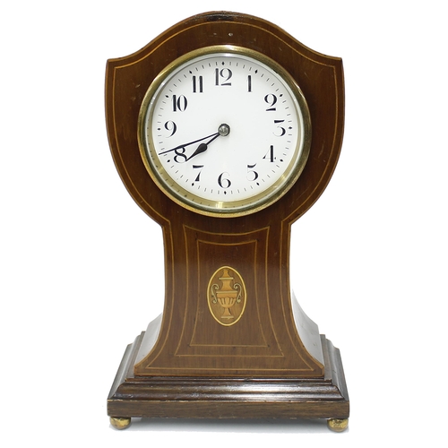 2515 - Mahogany inlaid mantel clock timepiece with platform escapement, the 3.25