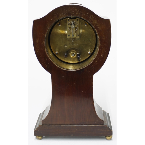 2515 - Mahogany inlaid mantel clock timepiece with platform escapement, the 3.25