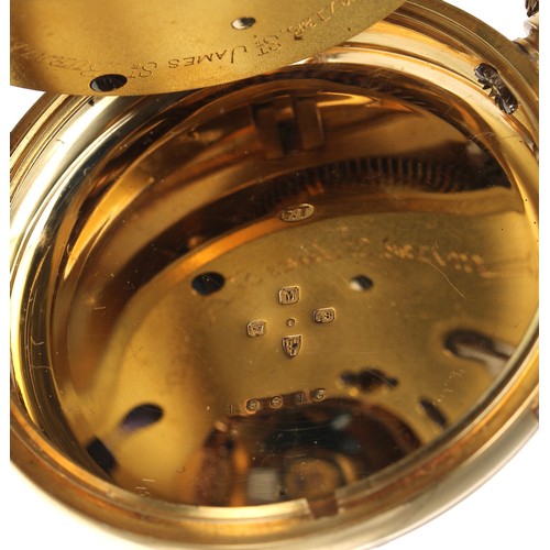 265 - 18ct Centre Seconds Chronograph lever pocket watch, Chester 1895, the gilt frosted three quarter pla... 