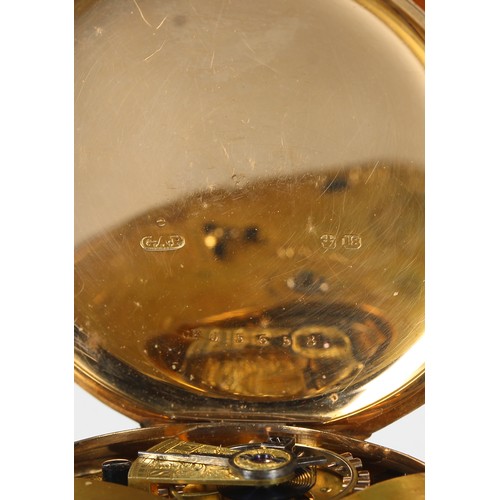 285 - Charles Frodsham, London 18ct lever hunter pocket watch, the three quarter plate gilt frosted moveme... 