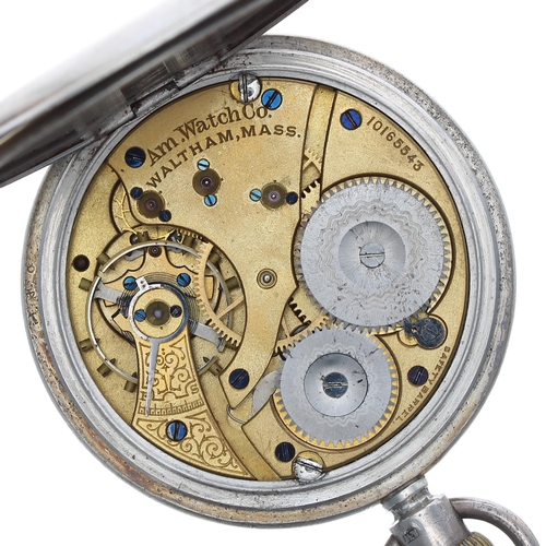 180A - American Waltham silver lever engine turned pocket watch, Birmingham 1901, signed movement, no. 1016... 