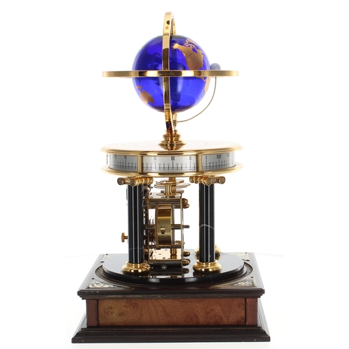 1323 - Royal Geographical Society Millennium electric clock, the top fitted with a cobalt blue and gilded g... 