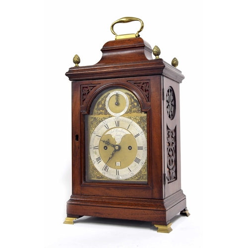 1354 - English mahogany double fusee verge bracket clock, the 6