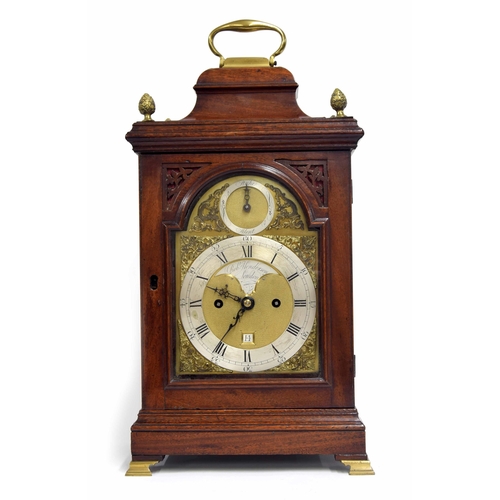 1354 - English mahogany double fusee verge bracket clock, the 6