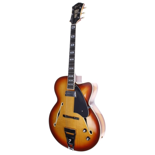 152 - 1971 Fender Montego 1 hollow body electric guitar, made in USA; Body: light tobacco sunburst finish ... 