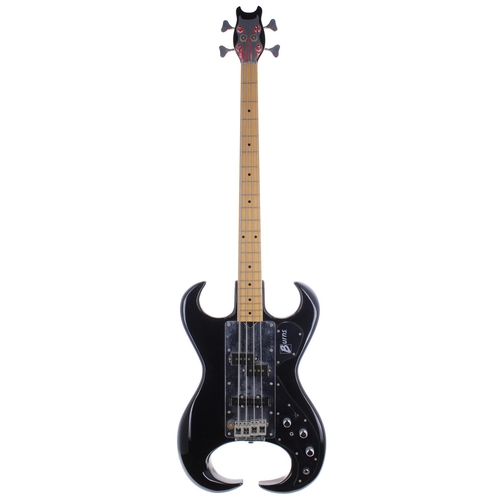 163 - 1980 Burns Scorpion bass guitar, made in England, ser. no. 8xxxx4; Body: black finish, a few surface... 