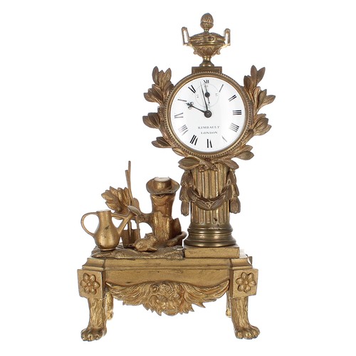 1318 - Rare small ormolu pillar mantel clock timepiece, the 2.25