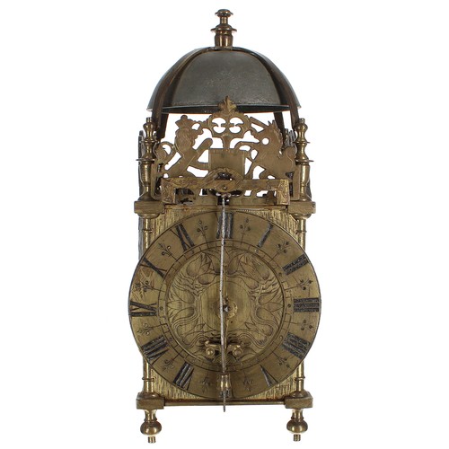 1325 - Rare early continental brass verge lantern clock, the 6.25