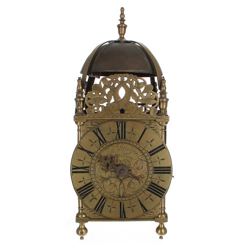 1329 - English brass hoop and spike verge lantern clock, the 6.25