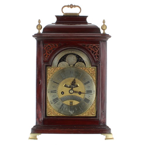 1356 - Good English mahogany double fusee verge bracket clock with six pillar movement, the 6.75