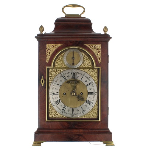 1357 - Good English mahogany double fusee verge bracket clock, the 7