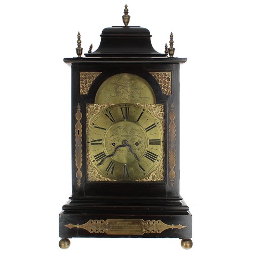 1503 - English ebonised double fusee bracket clock, the 8