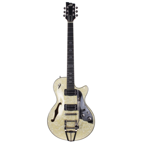 181 - 2017 Duesenberg Starplayer TV semi-hollow body electric guitar; Finish: pearloid top upon trans blac... 