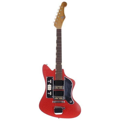 203 - 1960s Teisco SD-2L electric guitar, made in Japan; Body: pink topped and grey backed Formica body, v... 