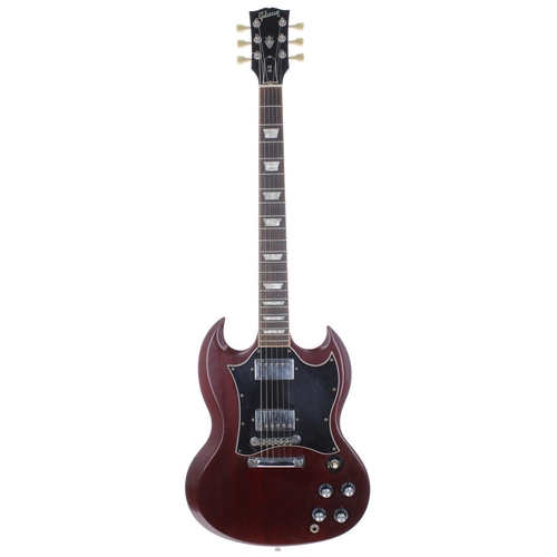 205 - 1997 Gibson SG Standard electric guitar, made in USA; Body: cherry finish, heavy buckle wear to back... 