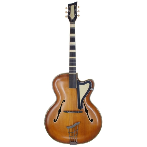 234 - 1950s Eastern European archtop guitar; Body: sunburst finish maple back and sides and spruce top wit... 