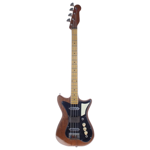 235 - Burns Sonic bass guitar, made in England, circa 1960; Body: stripped natural finish, marks and wear ... 