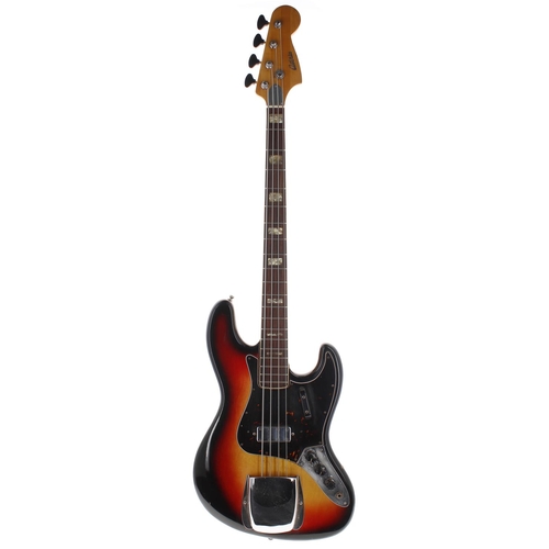 285 - 1970s Antoria Dixie Fireball bass guitar, made in Japan; Body: sunburst finish, knocks and blemishes... 