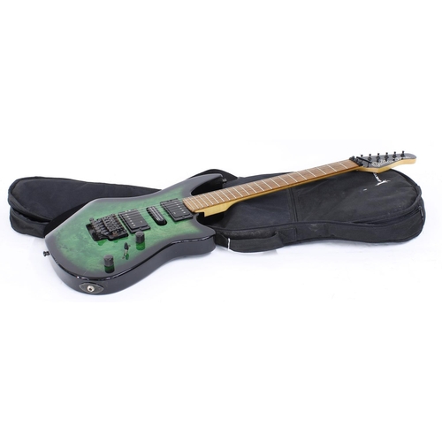 302 - Godin Artisan ST electric guitar, made in Canada; Body: trans green birds eye maple top upon solid b... 