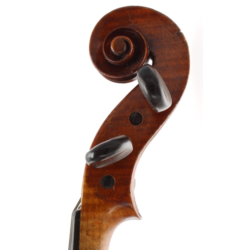 2436 - Interesting 18th century violin labelled Cahusac Mufickl..., Maker, Opposite St. Clements Church, in... 