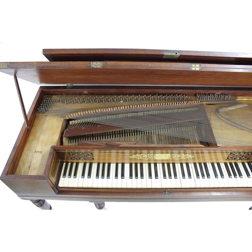 1553 - Good mahogany and ebony strung square piano by Clementi & Co of London, the fascia board inscrib... 