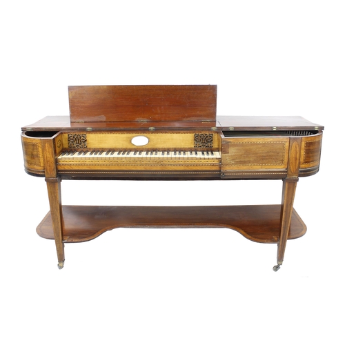 1555 - Interesting round fronted English square piano c1800 by G. Dettmer and Son, the fascia board enamel ... 