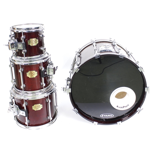 1566 - Premier Signia Maple four piece drum kit comprising 21