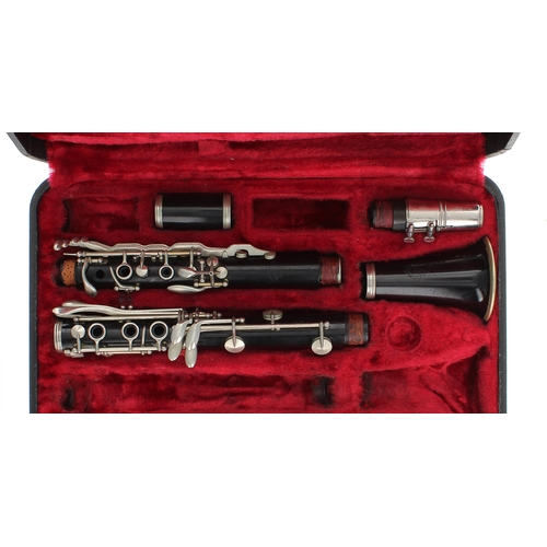 1806 - Leblanc III blackwood clarinet, ser. no. 1454B, within a double case; also a Boosey & Hawkes Imp... 