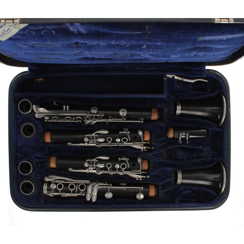 1810 - Good pair of Buffet Crampon blackwood clarinets in A and B-flat, ser. no. F151037 and 128127, one mo... 