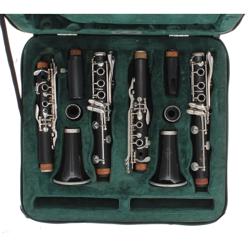 1811 - Pair of Noblet blackwood clarinets, A and B-flat, ser. nos. A95430 and B81712, case