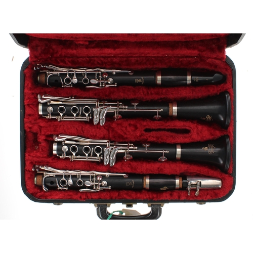 1813 - Good pair of Boosey & Hawkes Symphony 1010 blackwood clarinets, ser. no. 484479 and 482503, case... 