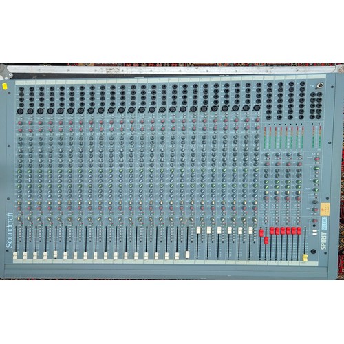 1302 - Soundcraft Spirit Studio 24 twenty-four track mixing desk, within a fitted Packhorse Cases heavy dut... 