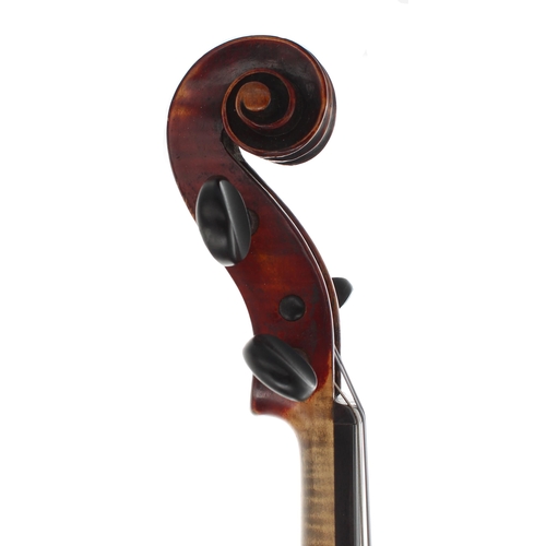 2415 - Interesting 19th century violin with pronounced edging, labelled Jacobus Stainer..., 14 1/16