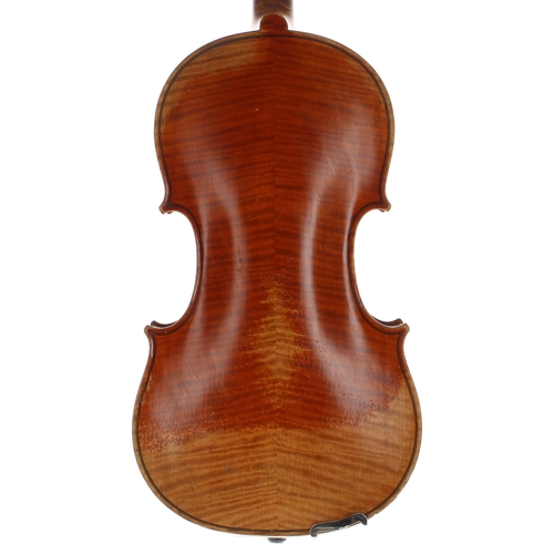 2416 - Early 20th century French violin, unlabelled, 14 1/8